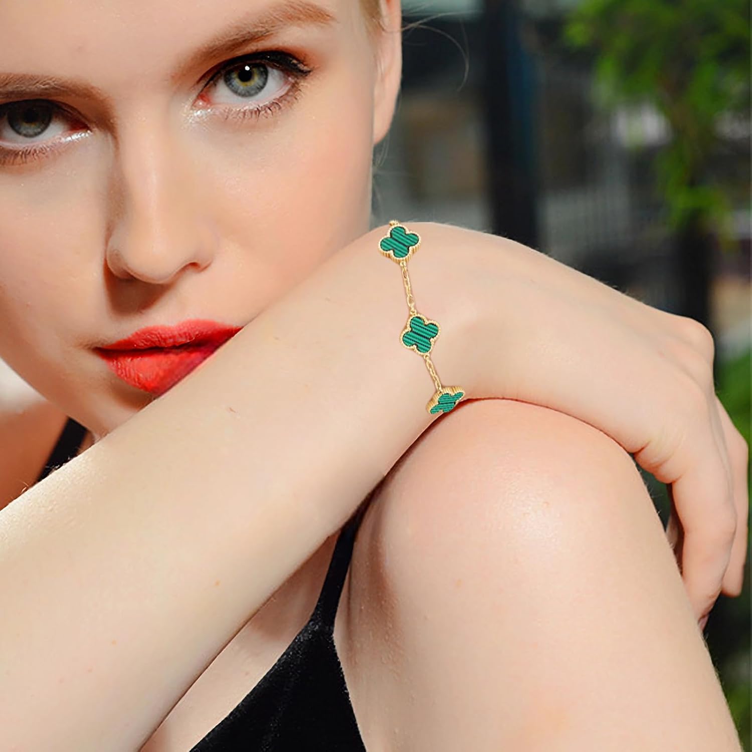 18K Gold Plated Four Leaf Clover Bracelet | Lucky Link Bracelet