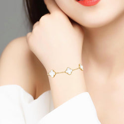 Image of 18K Gold Plated Four Leaf Clover Bracelet | Lucky Link Bracelet