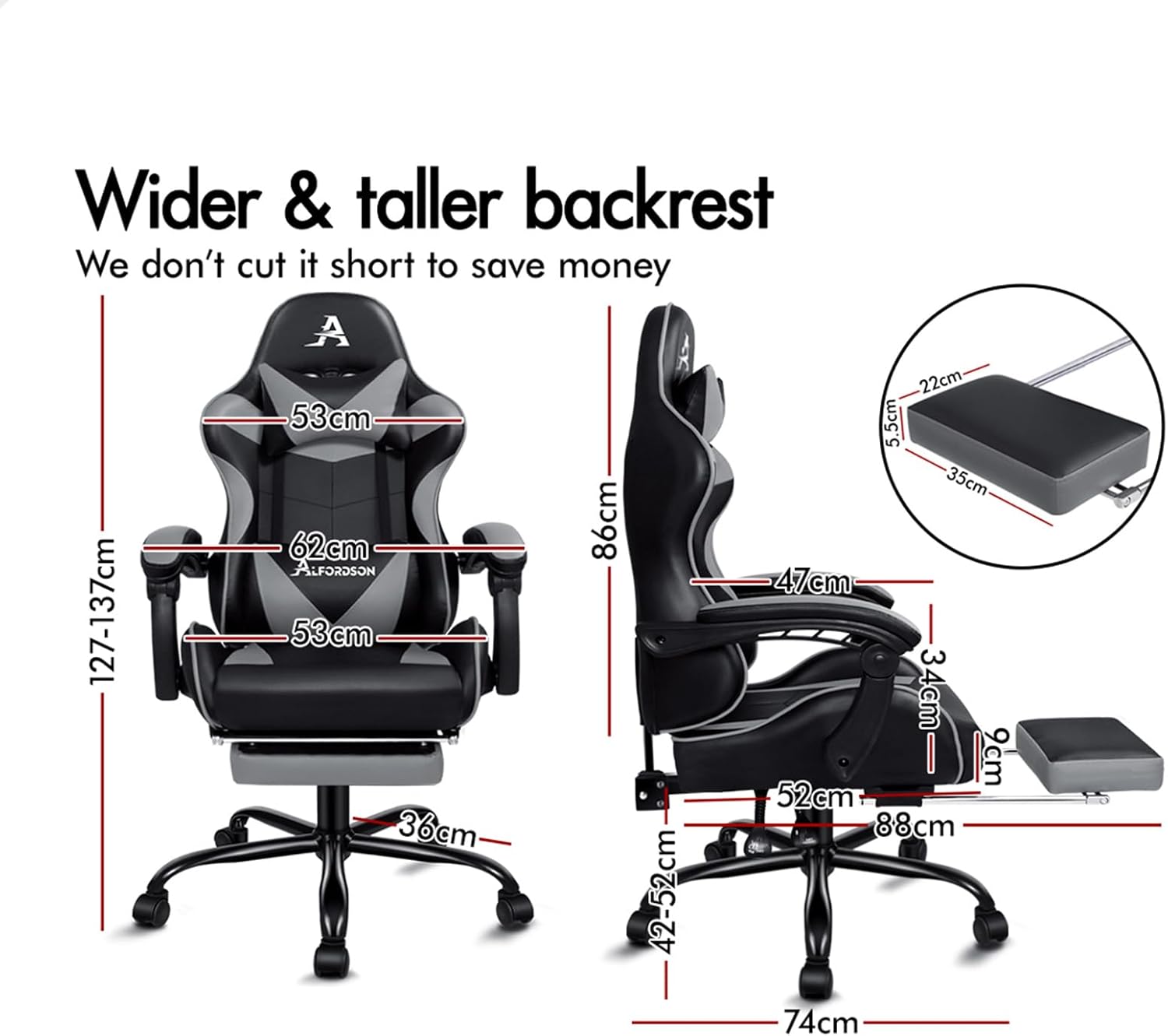 Gaming Chair with Massage, Footrest & Adjustable Recline 🎮💺