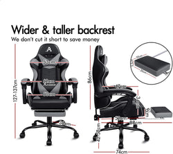 Image of Gaming Chair with Massage, Footrest & Adjustable Recline 🎮💺