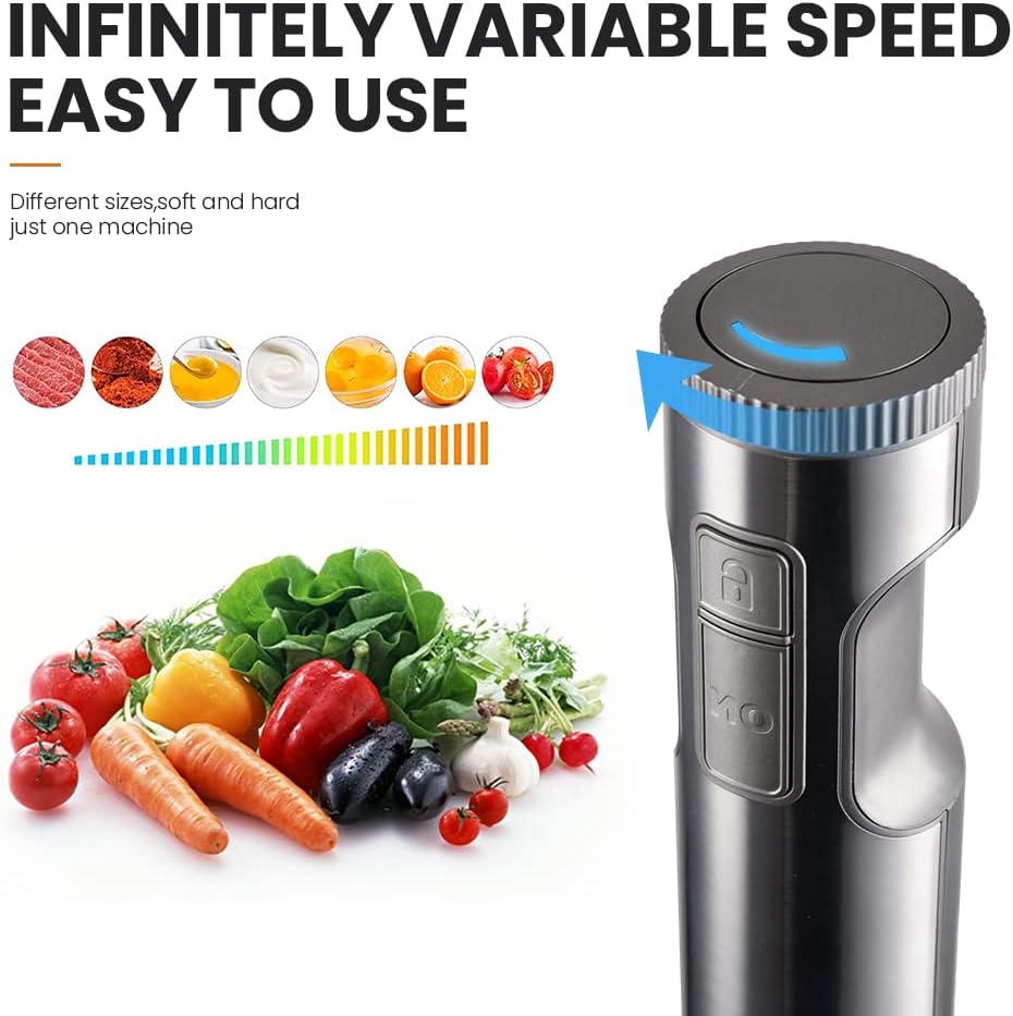 MIUI 1000W 4-in-1 Hand Immersion Blender – 9-Speed Multi-Purpose Stainless Steel Stick Blender with Attachments