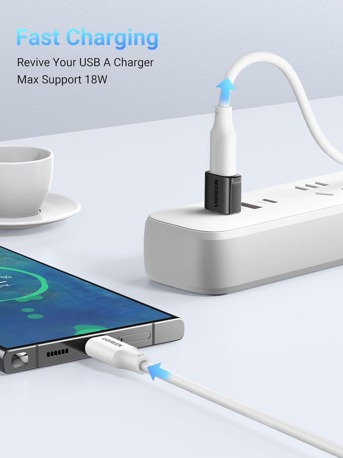 USB A to USB C Adapter (2-Pack)