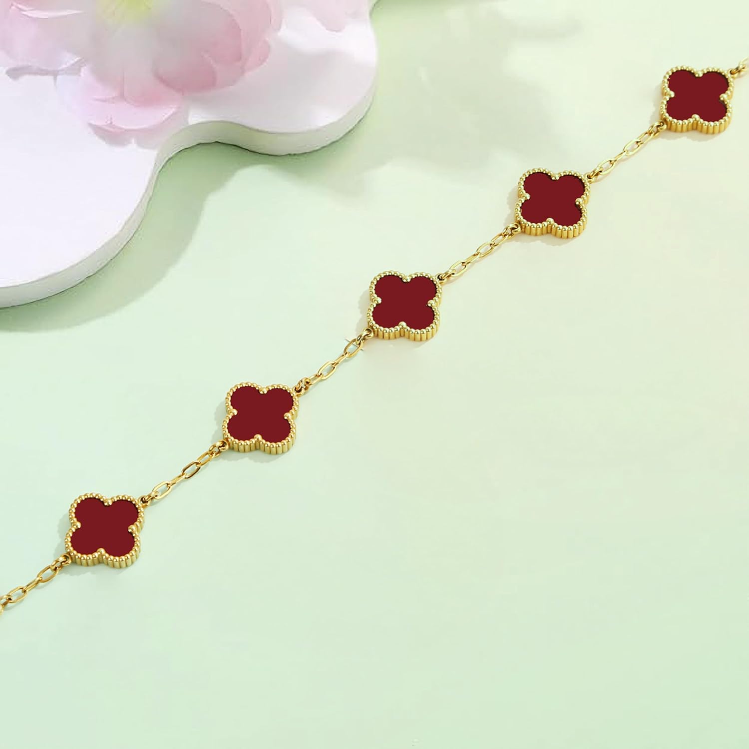 18K Gold Plated Four Leaf Clover Bracelet | Lucky Link Bracelet