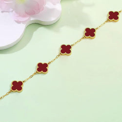Image of 18K Gold Plated Four Leaf Clover Bracelet | Lucky Link Bracelet