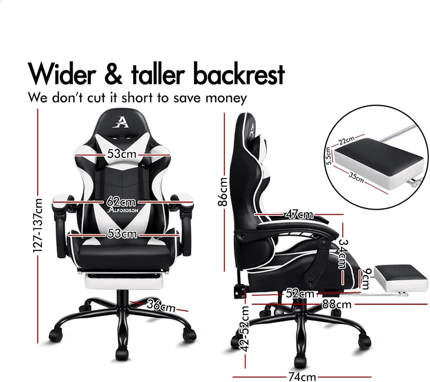 Gaming Chair with Massage, Footrest & Adjustable Recline 🎮💺