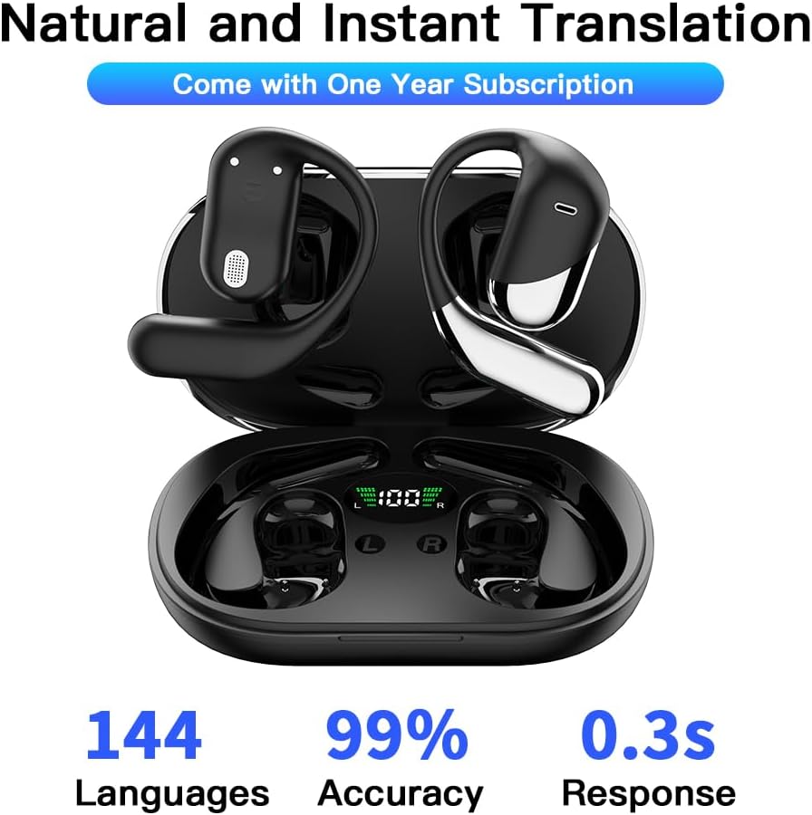 AI Real-Time Translation Earbuds – 3-in-1 Bluetooth Translator with 144 Languages