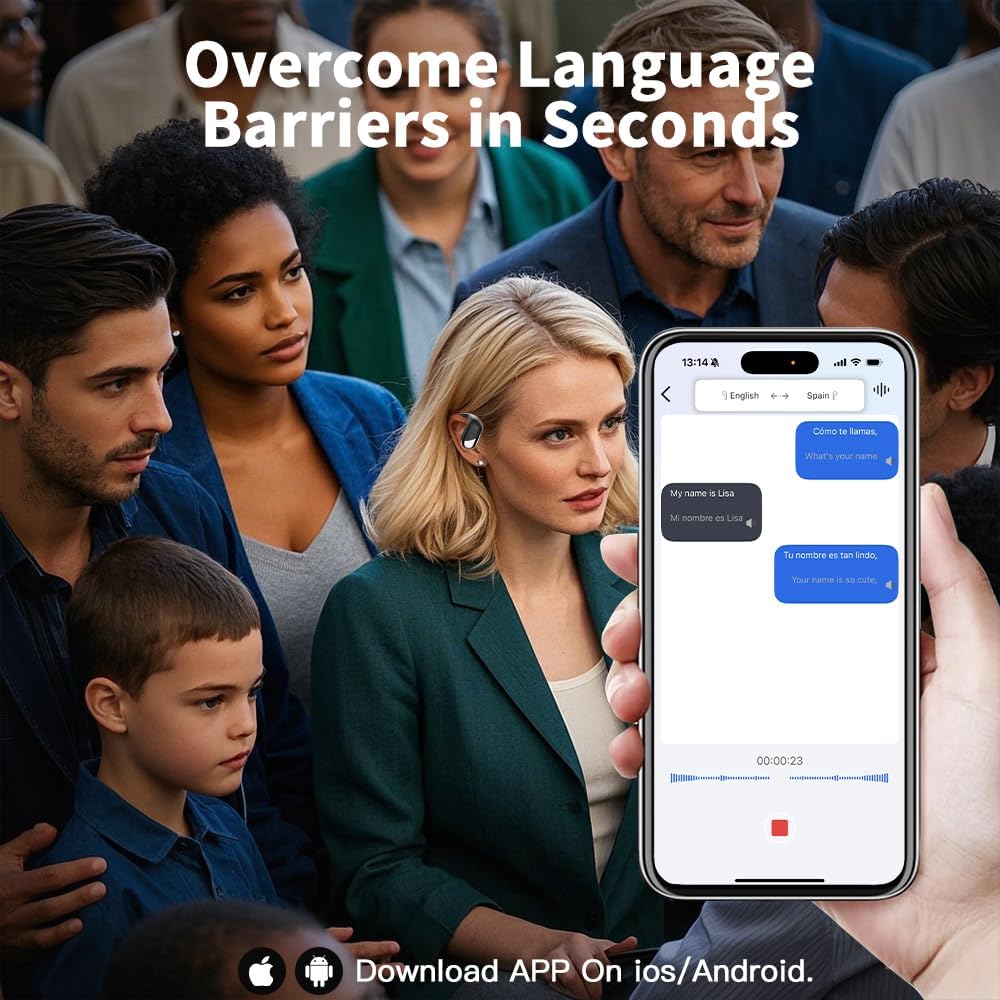 AI Real-Time Translation Earbuds – 3-in-1 Bluetooth Translator with 144 Languages