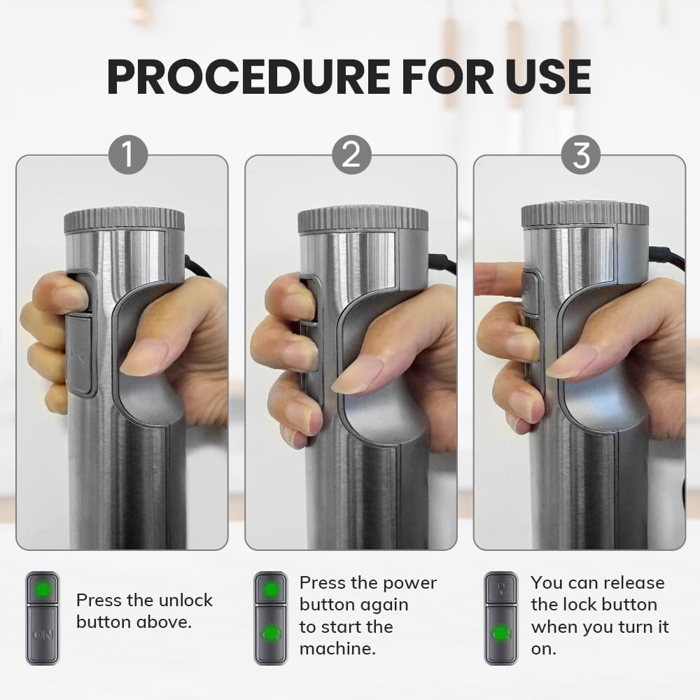 MIUI 1000W 4-in-1 Hand Immersion Blender – 9-Speed Multi-Purpose Stainless Steel Stick Blender with Attachments