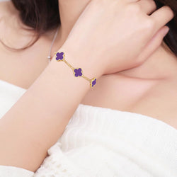 Image of 18K Gold Plated Four Leaf Clover Bracelet | Lucky Link Bracelet