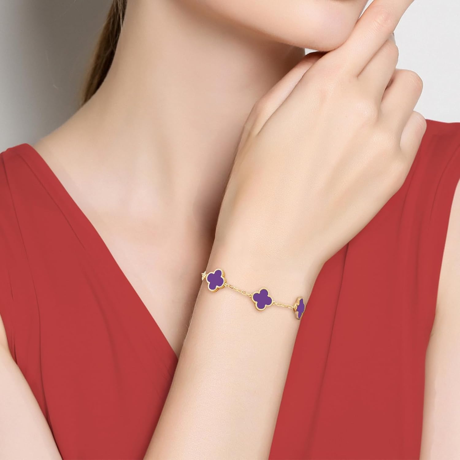 18K Gold Plated Four Leaf Clover Bracelet | Lucky Link Bracelet