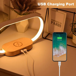 Image of Bedside Table Lamp with Wireless Charger & Clock – Modern Touch LED Night Light