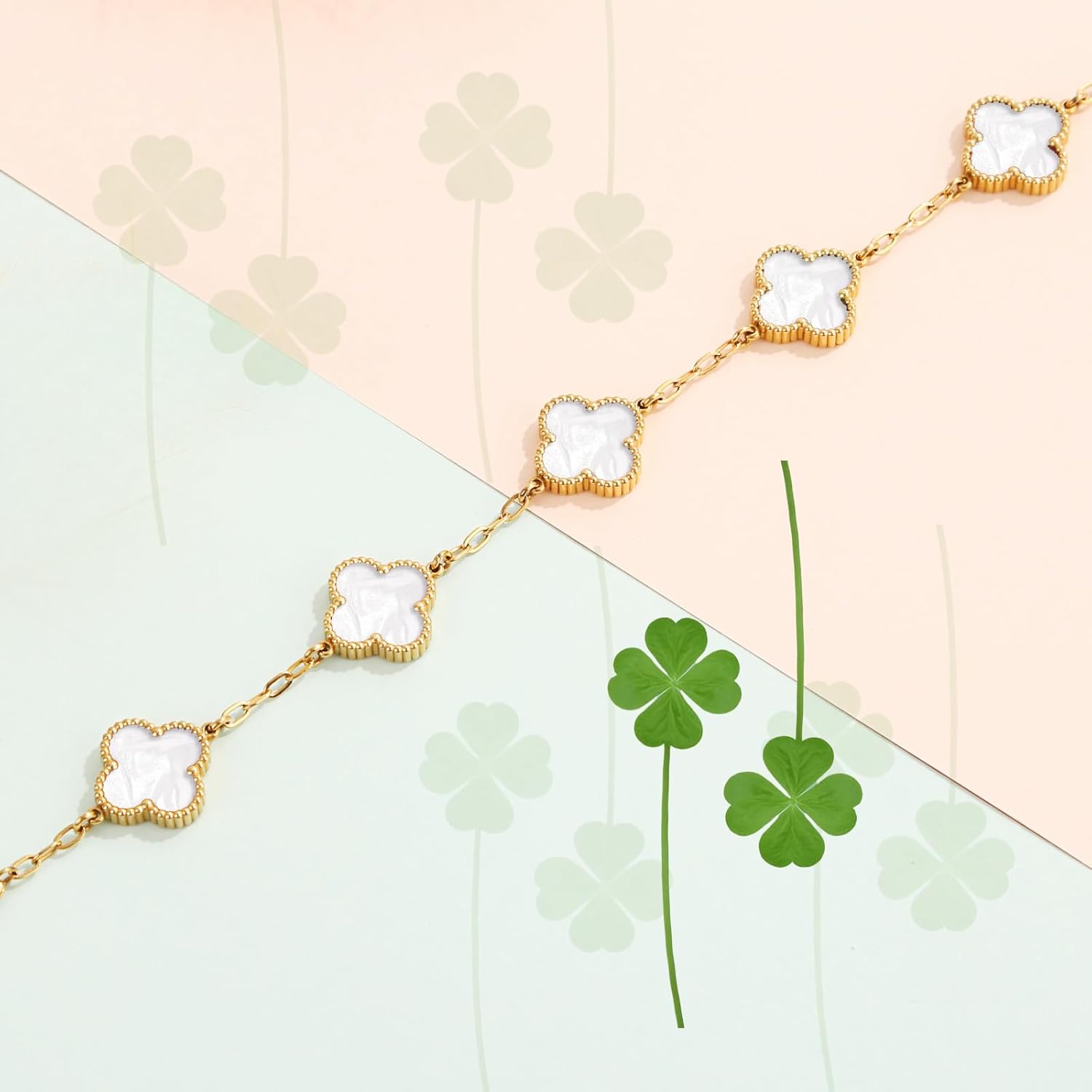 18K Gold Plated Four Leaf Clover Bracelet | Lucky Link Bracelet
