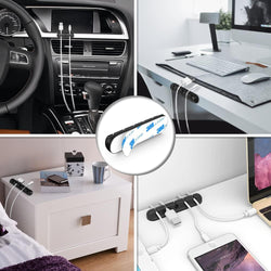 Image of Cable Clip Organizer – 7 Slot Silicone Cable Holder with Strong Adhesive for Cables