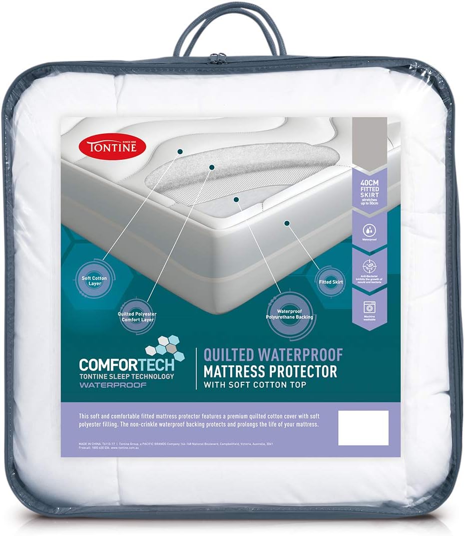 Soft Cotton Mattress Protector with Waterproof Backing & Anti-Bacterial Polyester Filling