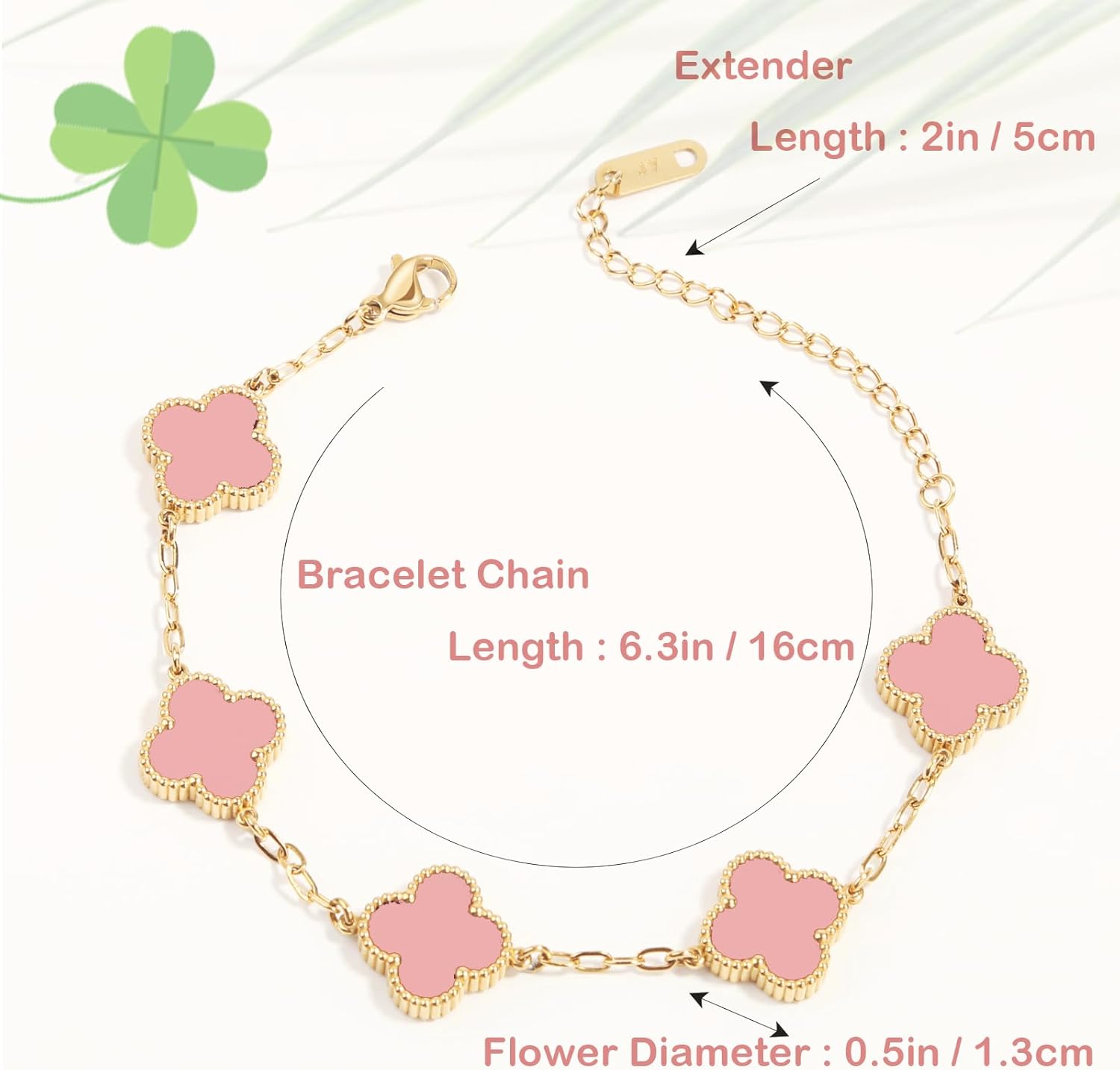 18K Gold Plated Four Leaf Clover Bracelet | Lucky Link Bracelet