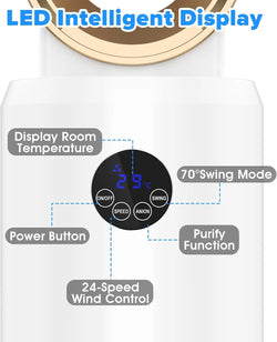 Image of Bladeless Tower Fan and Air Purifier in One – 24 Speeds, Quiet Operation, Remote & Touch Control