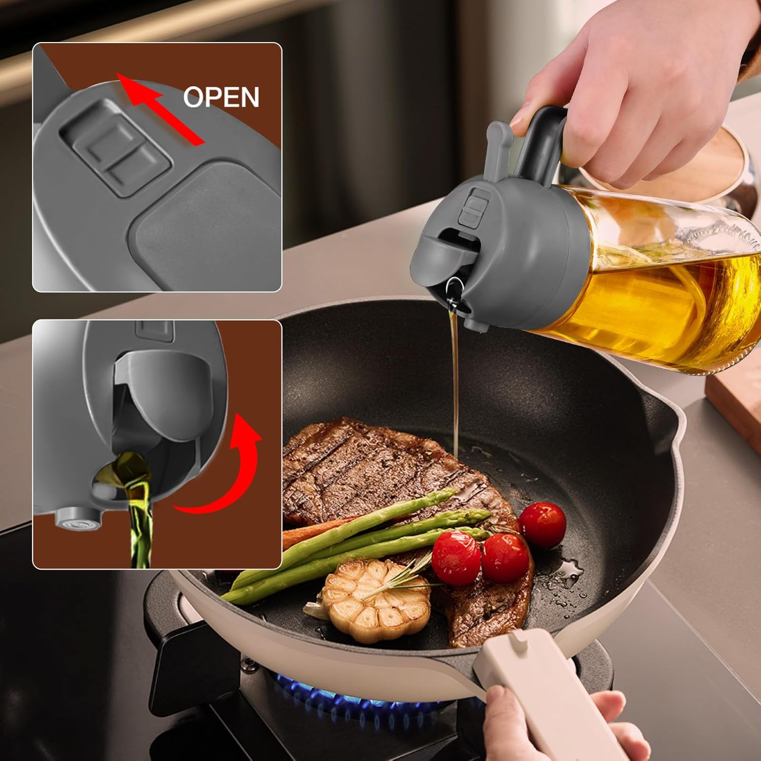 Olive Oil Dispenser, 2 in 1 Oil Sprayer for Cooking