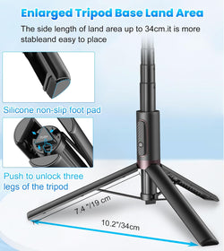 Image of Cell Phone Selfie Stick Tripod – All-in-1 Extendable Tripod with Wireless Remote