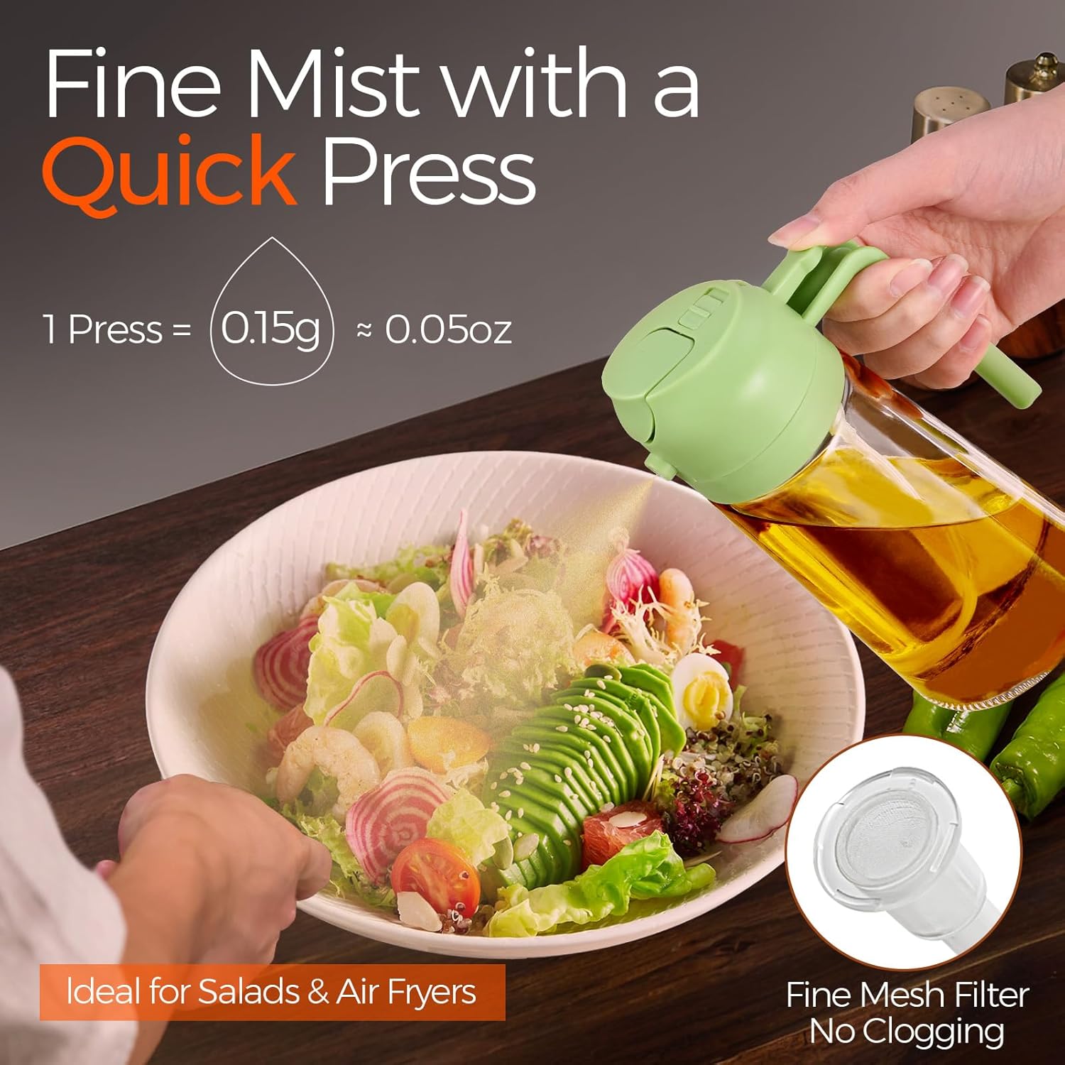 Olive Oil Dispenser, 2 in 1 Oil Sprayer for Cooking