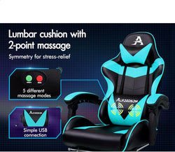 Image of Gaming Chair with Massage, Footrest & Adjustable Recline 🎮💺