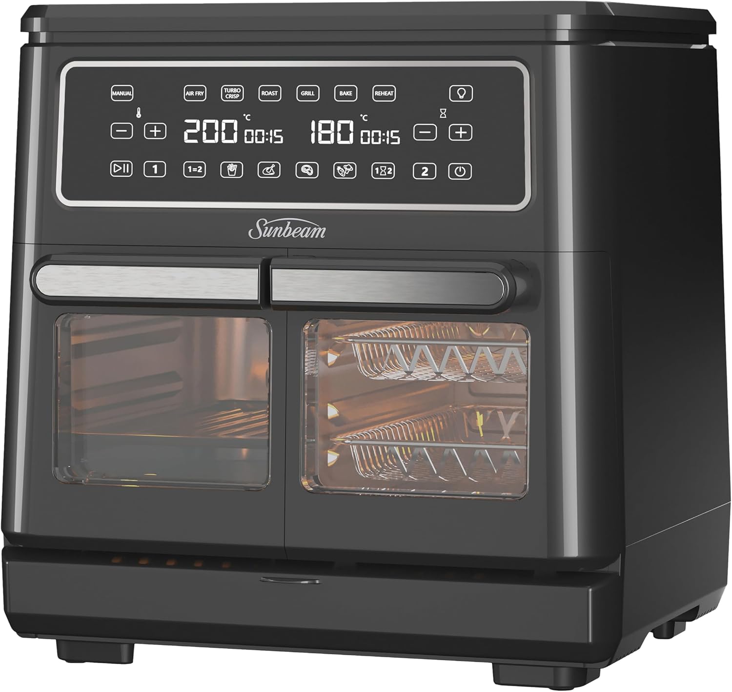 Multi Zone Air Fryer Oven | Convertible Dual 5.5L to Single 11.4L Zone, 9 Accessories, Multiple Presets and Functions, Black