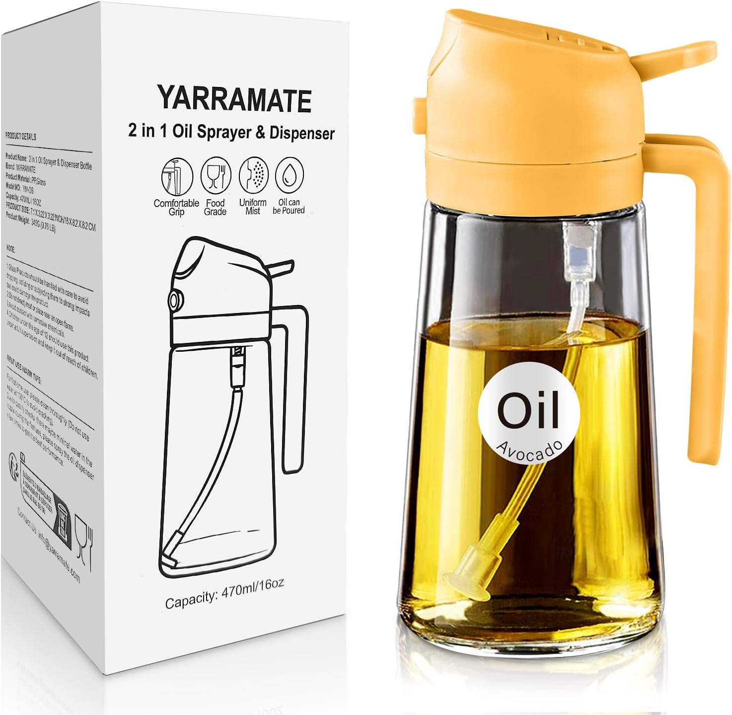 Olive Oil Dispenser, 2 in 1 Oil Sprayer for Cooking