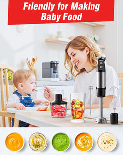 Image of Hand Stick Blender - 1200W 5-in-1 Immersion Blender Set with Heavy Duty Motor & 6 Speed Handheld Mixer