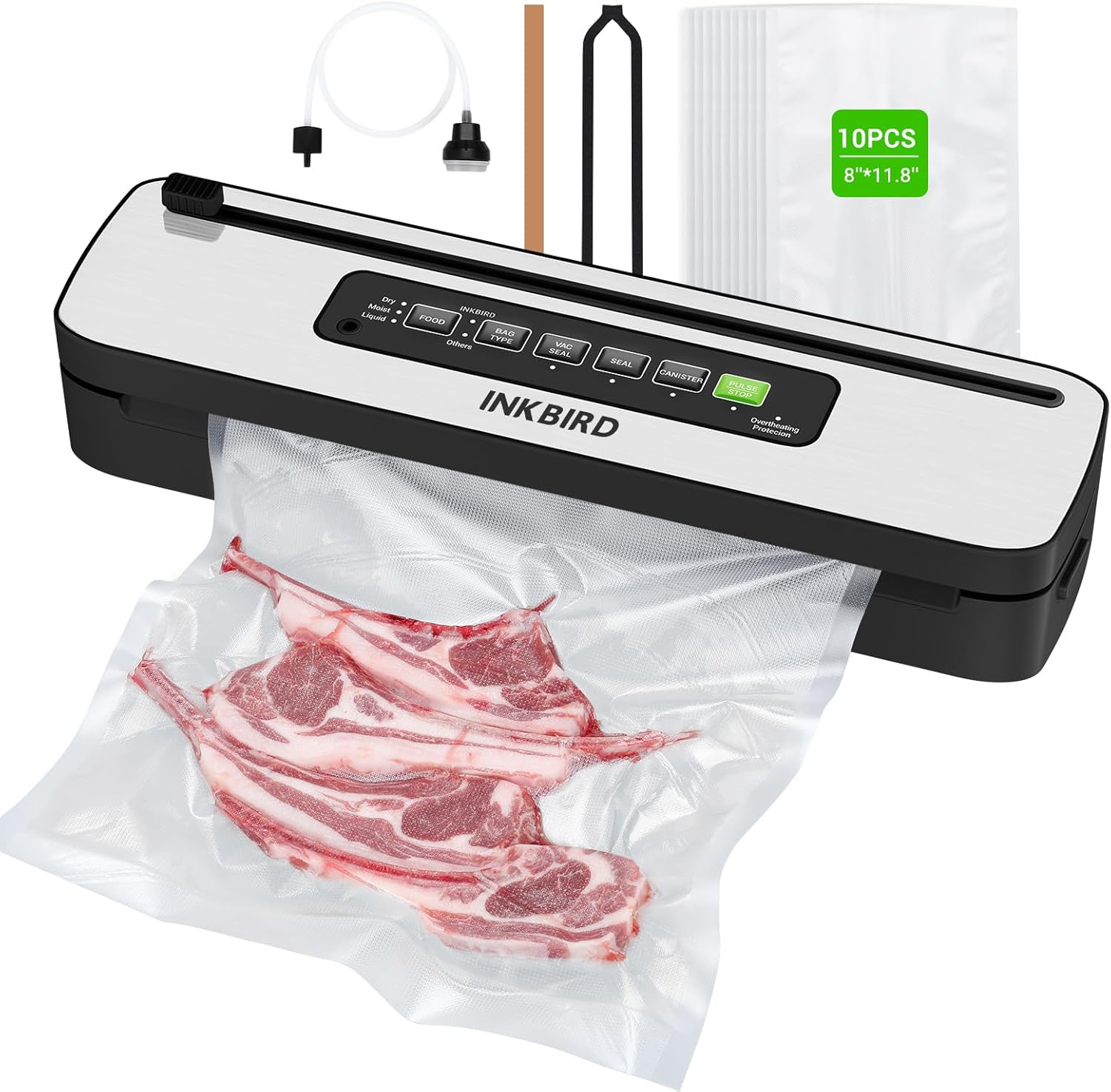 Vacuum Sealer – 3 Food Types, 4 Operating Modes, Built-in Cutter & Water Drip Tray