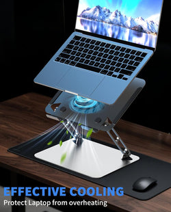 Image of Laptop Cooling Pad – Low-Noise Fan, 3.0 USB Hubs, Ergonomic Aluminum Stand, Ventilated Cooler