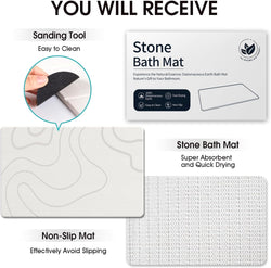 Image of Stone Bath Mat – 60×40 cm Diatomaceous Earth Non-Slip Quick-Drying Shower Mat