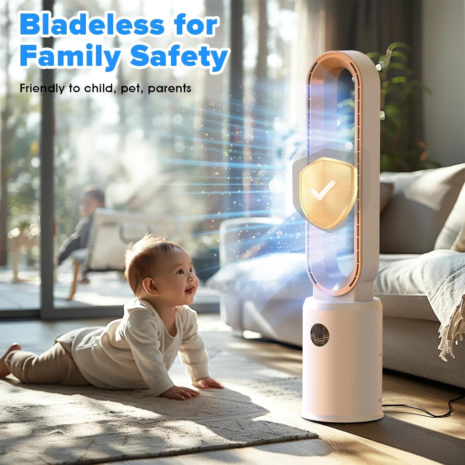 Bladeless Tower Fan and Air Purifier in One – 24 Speeds, Quiet Operation, Remote & Touch Control