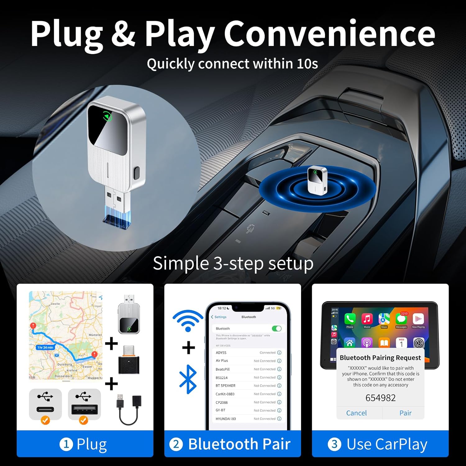 Wireless CarPlay Adapter – Plug & Play,