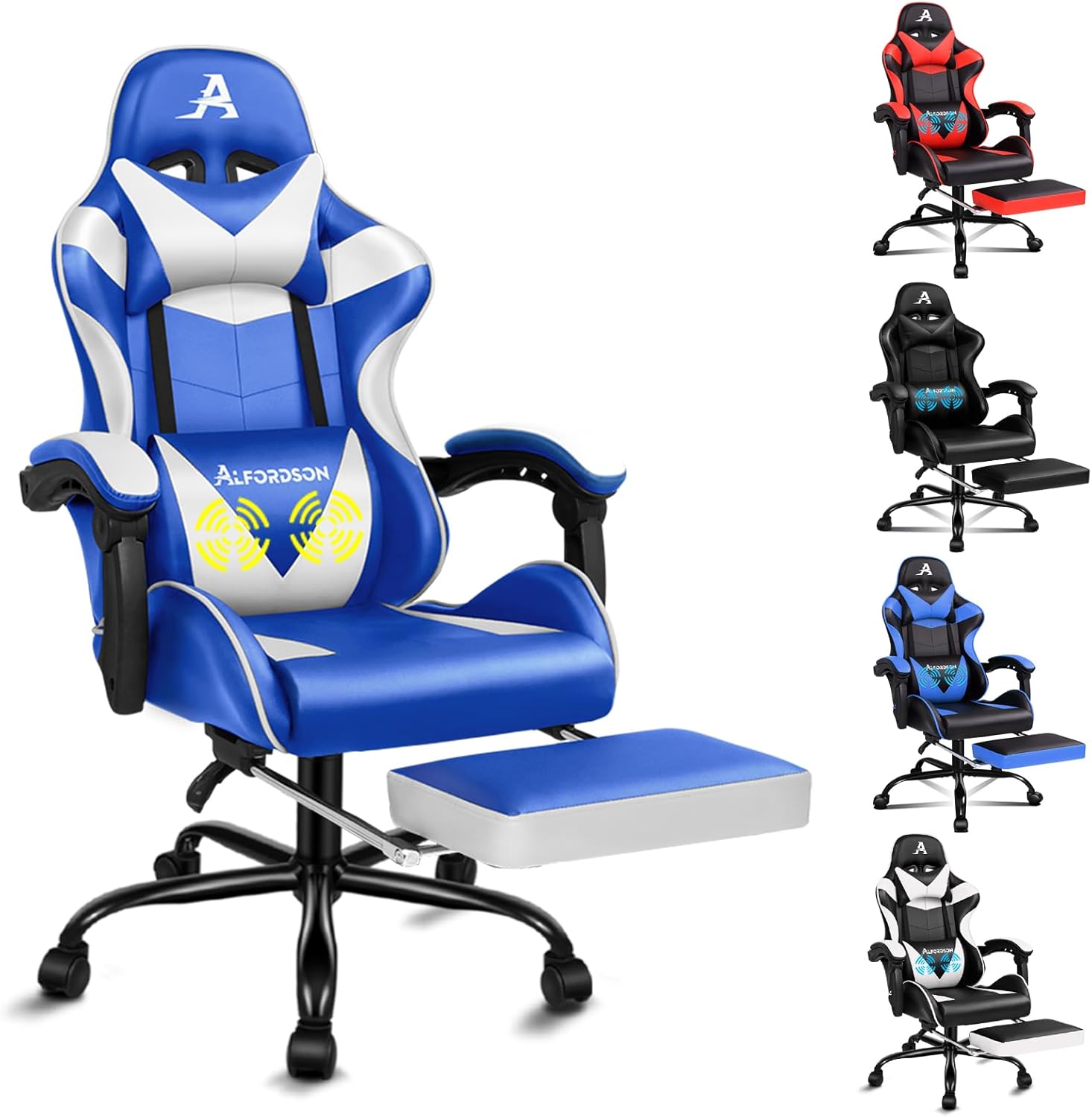 Gaming Chair with Massage, Footrest & Adjustable Recline 🎮💺