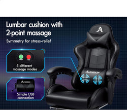 Image of Gaming Chair with Massage, Footrest & Adjustable Recline 🎮💺