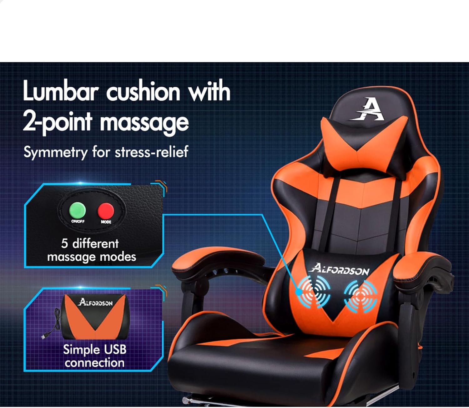 Gaming Chair with Massage, Footrest & Adjustable Recline 🎮💺