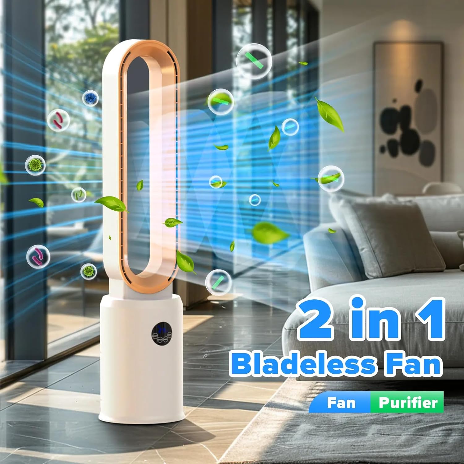 Bladeless Tower Fan and Air Purifier in One – 24 Speeds, Quiet Operation, Remote & Touch Control