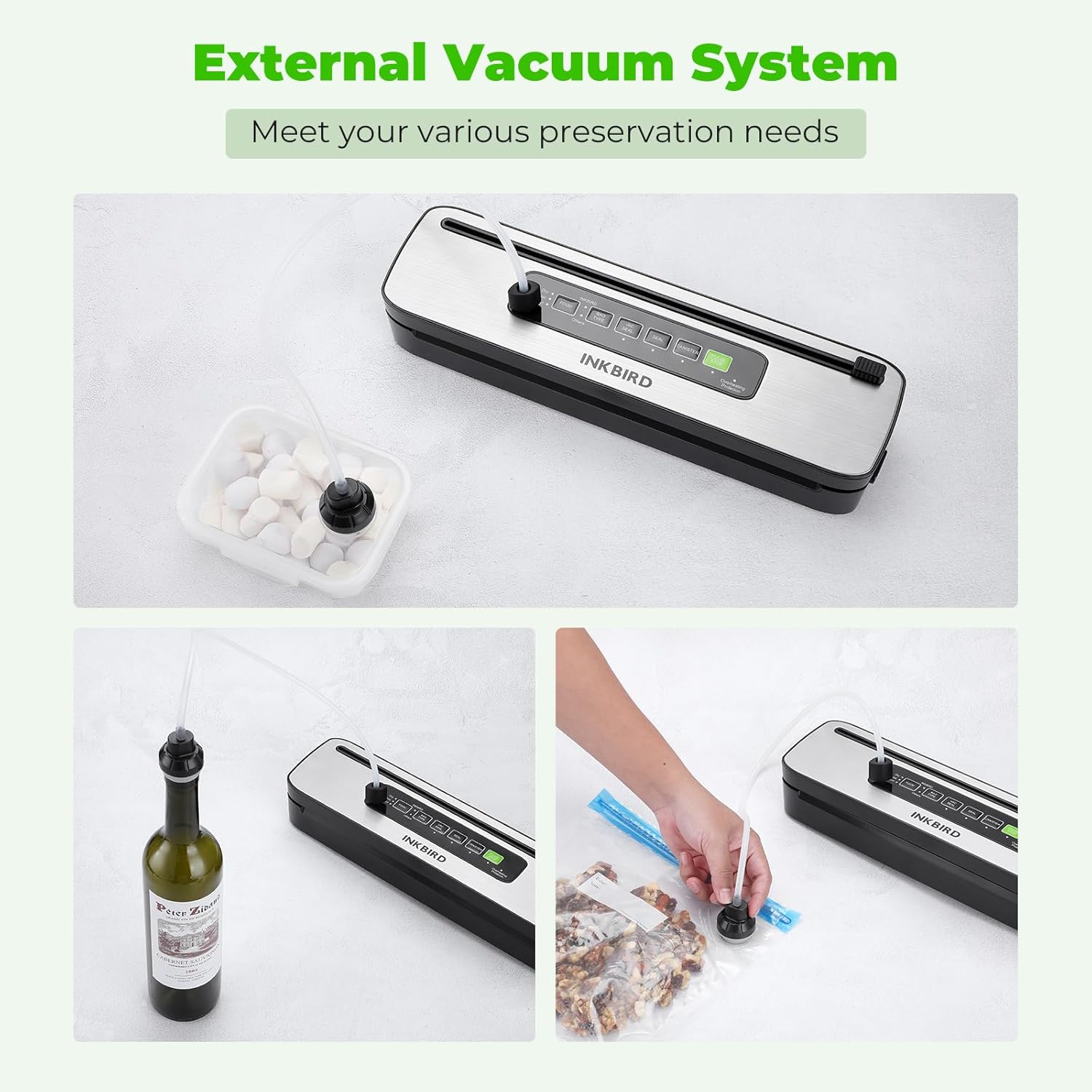 Vacuum Sealer – 3 Food Types, 4 Operating Modes, Built-in Cutter & Water Drip Tray