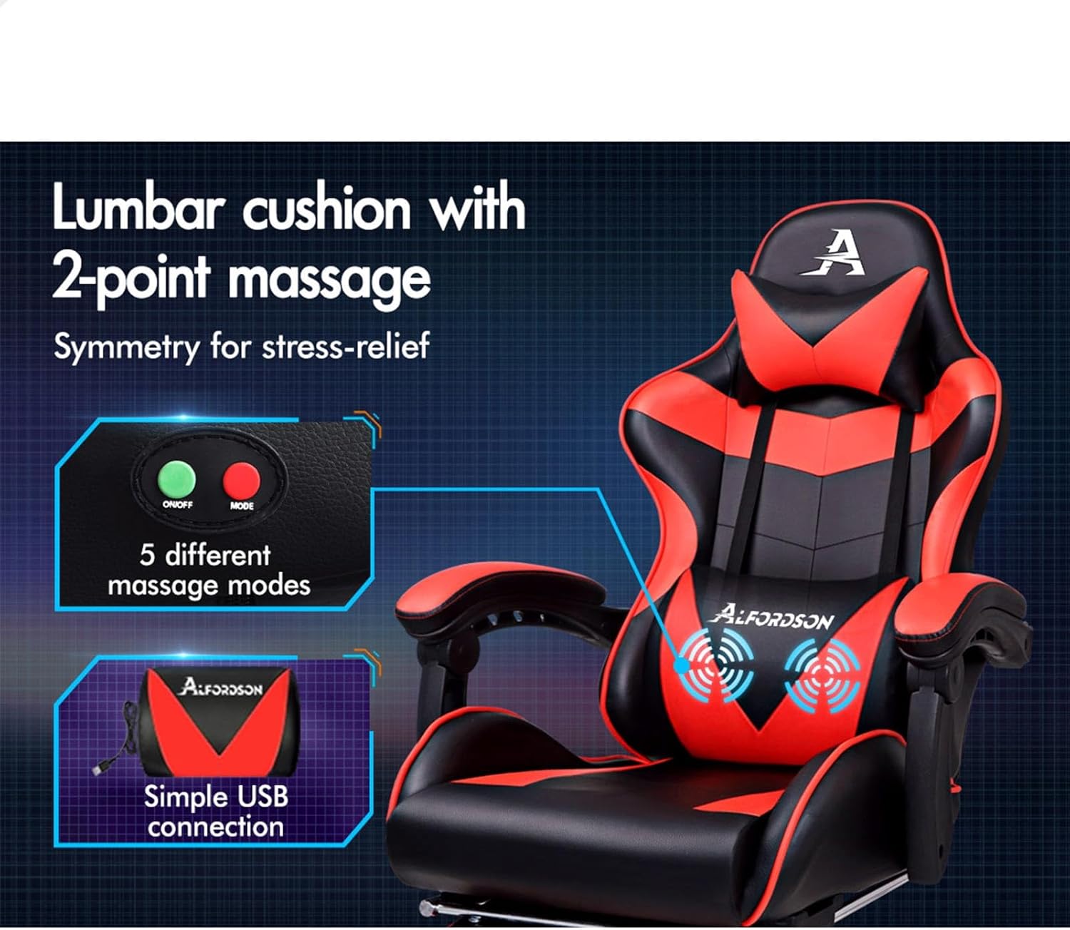 Gaming Chair with Massage, Footrest & Adjustable Recline 🎮💺