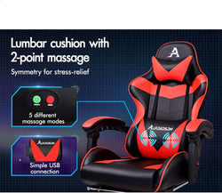 Image of Gaming Chair with Massage, Footrest & Adjustable Recline 🎮💺