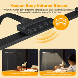 Image of LED Desk Lamp with 3 Arms, Human Sensor & 25 Lighting Modes – Space-Saving