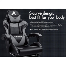 Image of Gaming Chair with Massage, Footrest & Adjustable Recline 🎮💺