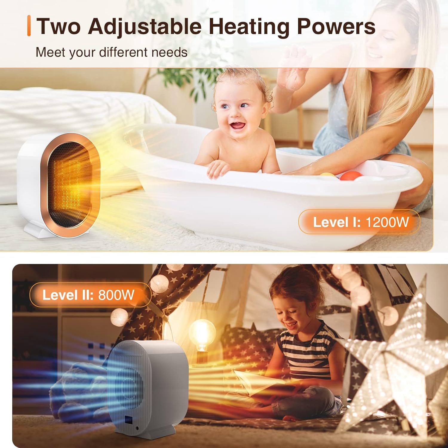 1200W Portable Electric Heater Fan