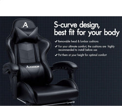 Image of Gaming Chair with Massage, Footrest & Adjustable Recline 🎮💺