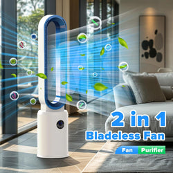 Image of Bladeless Tower Fan and Air Purifier in One – 24 Speeds, Quiet Operation, Remote & Touch Control