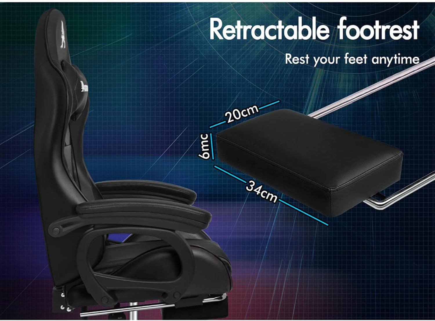 Gaming Chair with Massage, Footrest & Adjustable Recline 🎮💺