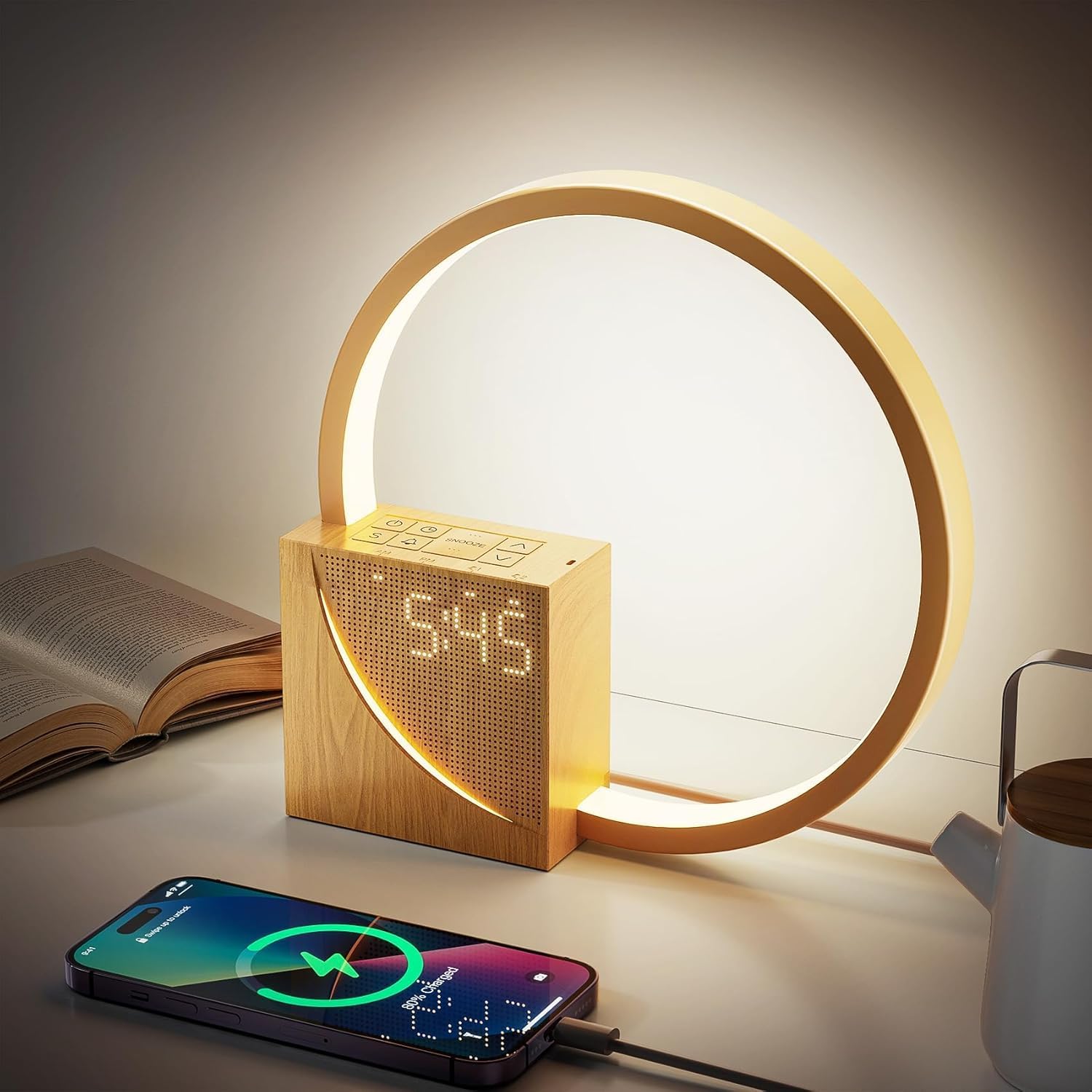 4-in-1 Touch Bedside Lamp with Alarm Clock, Nature Sounds & Wake-Up Light 🌙✨