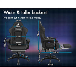 Image of Gaming Chair with Massage, Footrest & Adjustable Recline 🎮💺