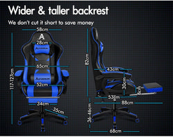 Image of Gaming Chair with Massage, Footrest & Adjustable Recline 🎮💺