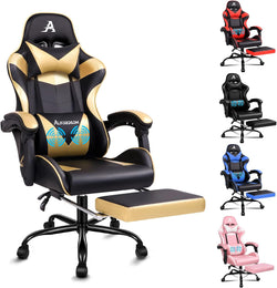 Image of Gaming Chair with Massage, Footrest & Adjustable Recline 🎮💺