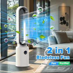 Image of Bladeless Tower Fan and Air Purifier in One – 24 Speeds, Quiet Operation, Remote & Touch Control